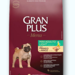 Ração Gran Plus Menu Light Frango Arroz Cães Adultos Mini 3kg