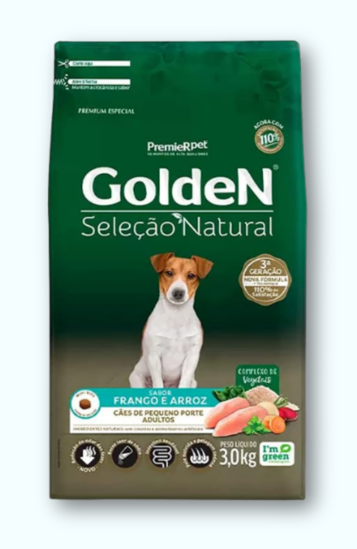 Ração Golden Seleção Natural Cães Adultos Mini Bits - 3kg