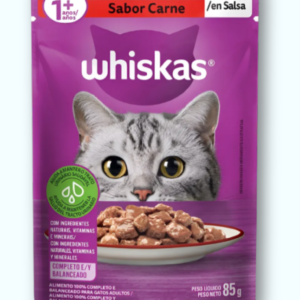 Pack Ração Úmida Whiskas para Gatos Adultos Castrados Sachê Carne ao Molho, 85g
